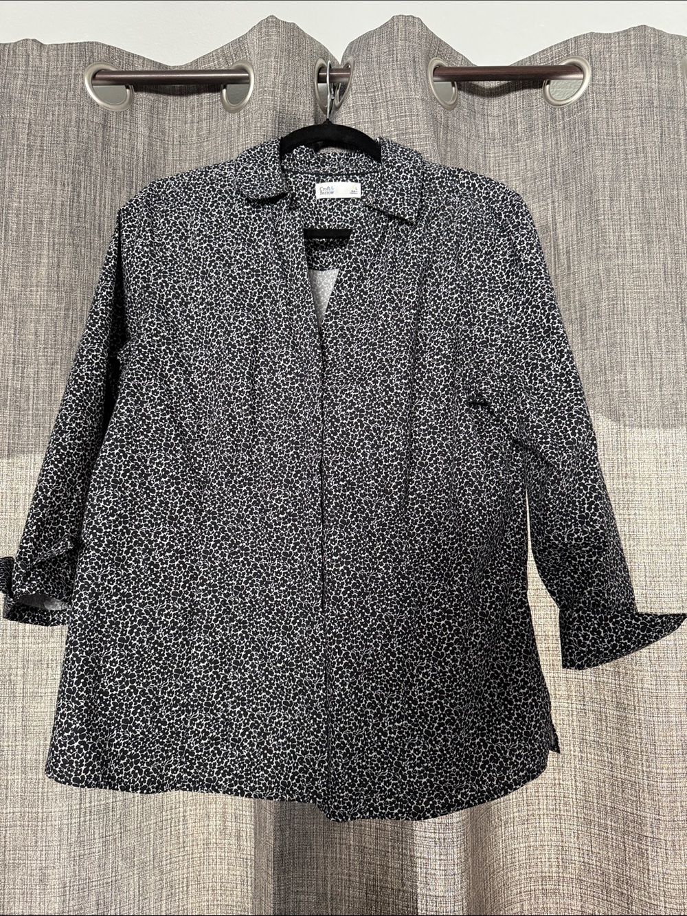 croft & barrow Black and White Printed Shirt Jacket